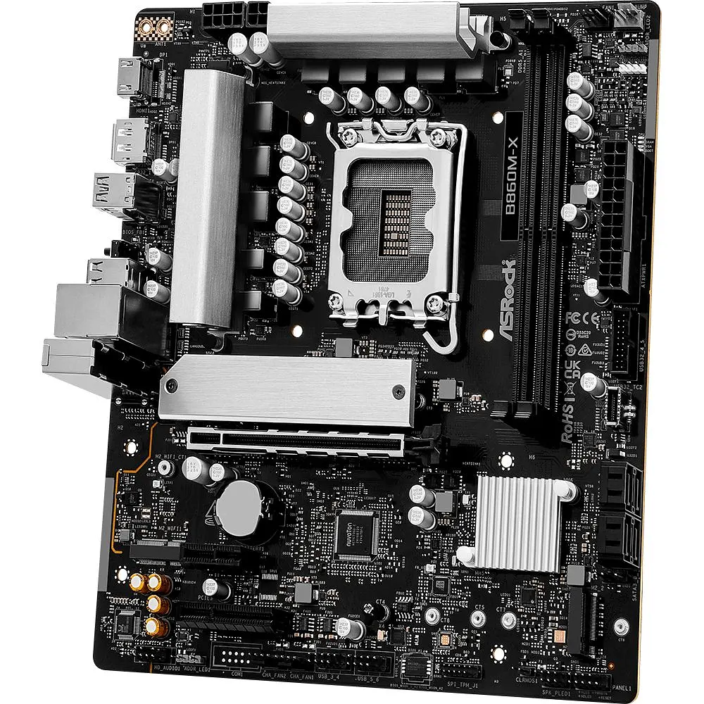 Материнская плата AsRock B860M-X (1851/B860, 2*DDR5, PCIex16, HDMI/DP, 4xSATA, 2xM.2, 2.5Glan, 7.1ch, mATX) (B860M-X) - фото 4