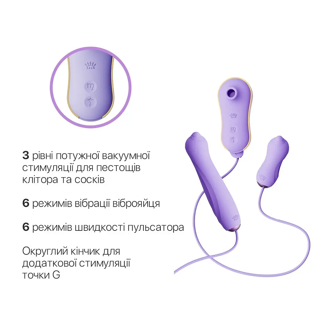 Набір 3в1 Zalo - UNICORN Set Violet, віброяйце, пульсатор, вакуумний стимулятор - фото 4