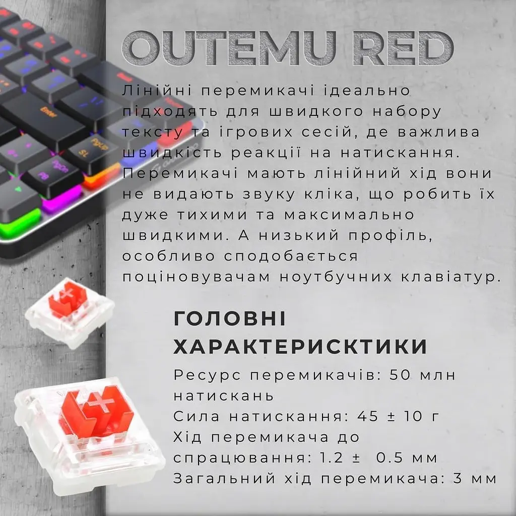 Клавіатура GamePro MK122R Red Switch Low Profile Wireless Dark Gray (MK122R) - фото 9