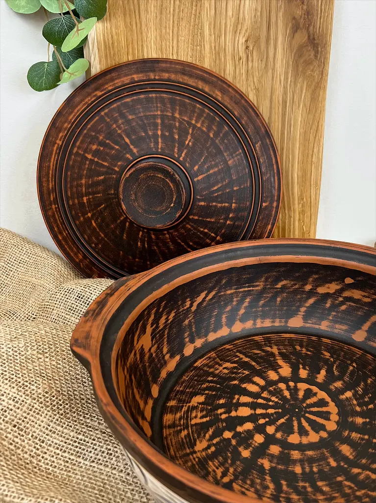 Сковорода з ручками керамічна (глиняна) різьблена №7 3 л - фото 3