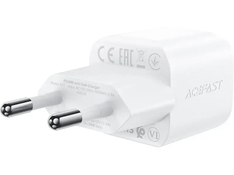 Мережевий зарядний пристрій Acefast A77 Mini PD30W GaN + кабель USB-C Set C3-03 White (6974316282853) - фото 4