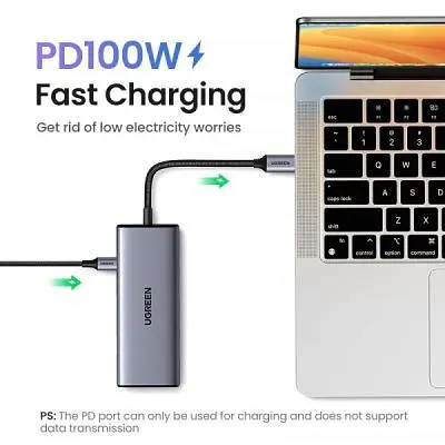 Порт-реплікатор Ugreen Dock CM498 USB 3.0 Type-C - 1хUSB-A 3.0/3хUSB-A 2.0/2xHDMI 4K 30Гц PD (35897) - фото 7