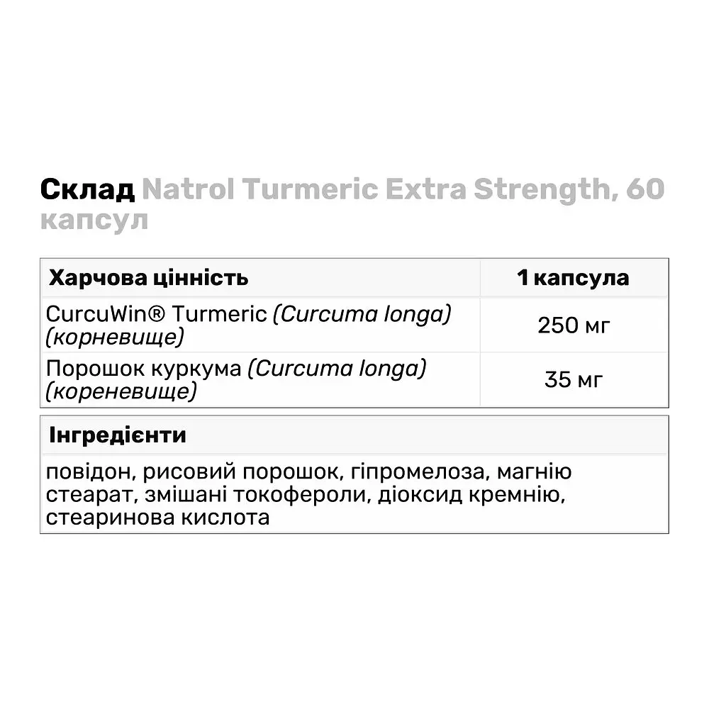 Натуральна добавка Natrol Turmeric Extra Strength 60 капсул - фото 3