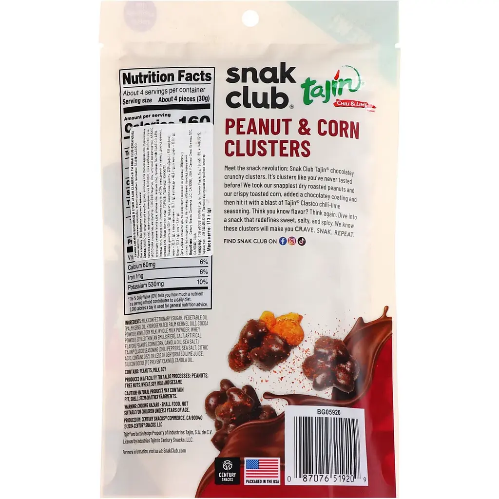 Арахіс і кукурудза Snak Club Tajin Chili and Lime в шоколаді 113 г - фото 2