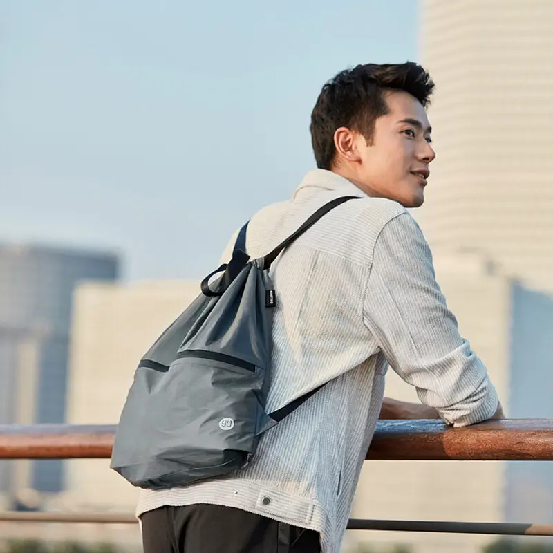 Рюкзак RunMi 90 Ninetygo Lightweight Urban Drawstring Backpack Dark Grey - фото 3