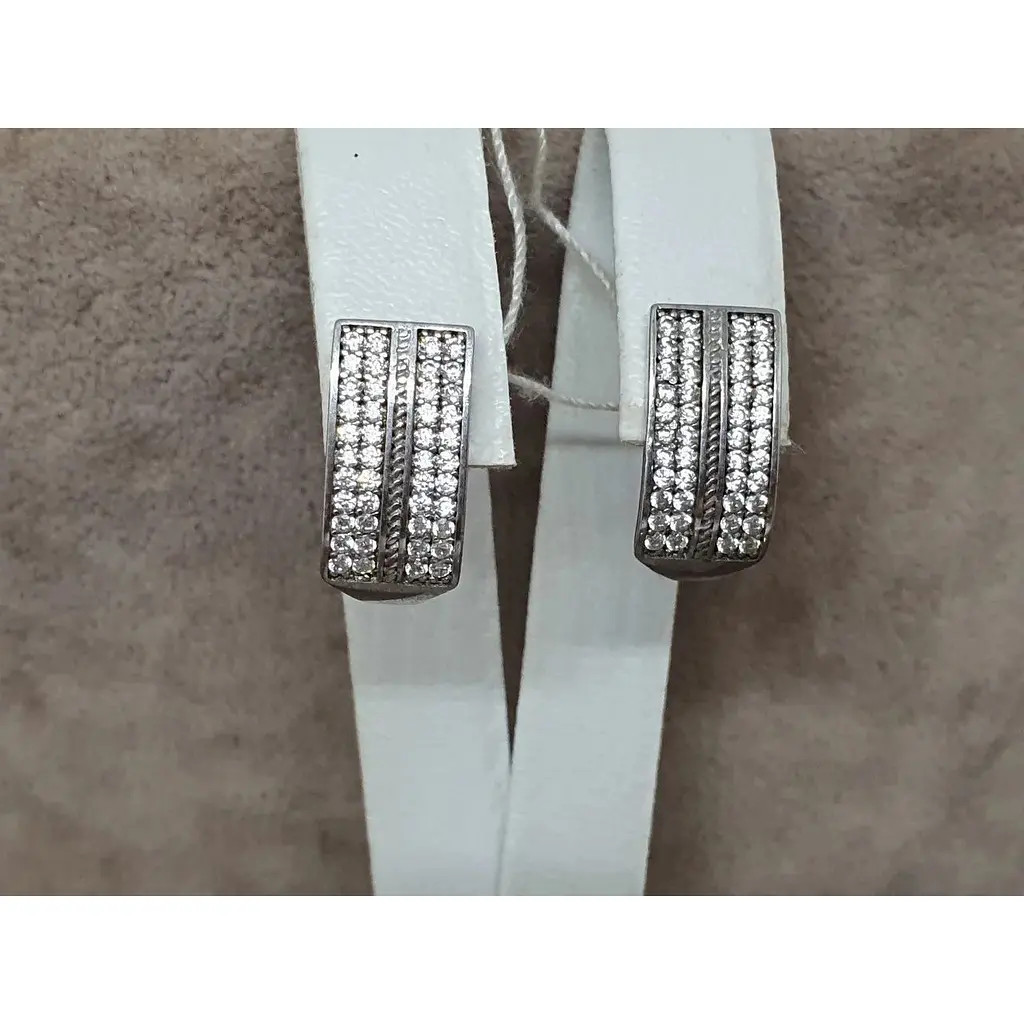 Срібні сережки Ювелір Стандарт з фіанітами. 2543Ю - фото 4