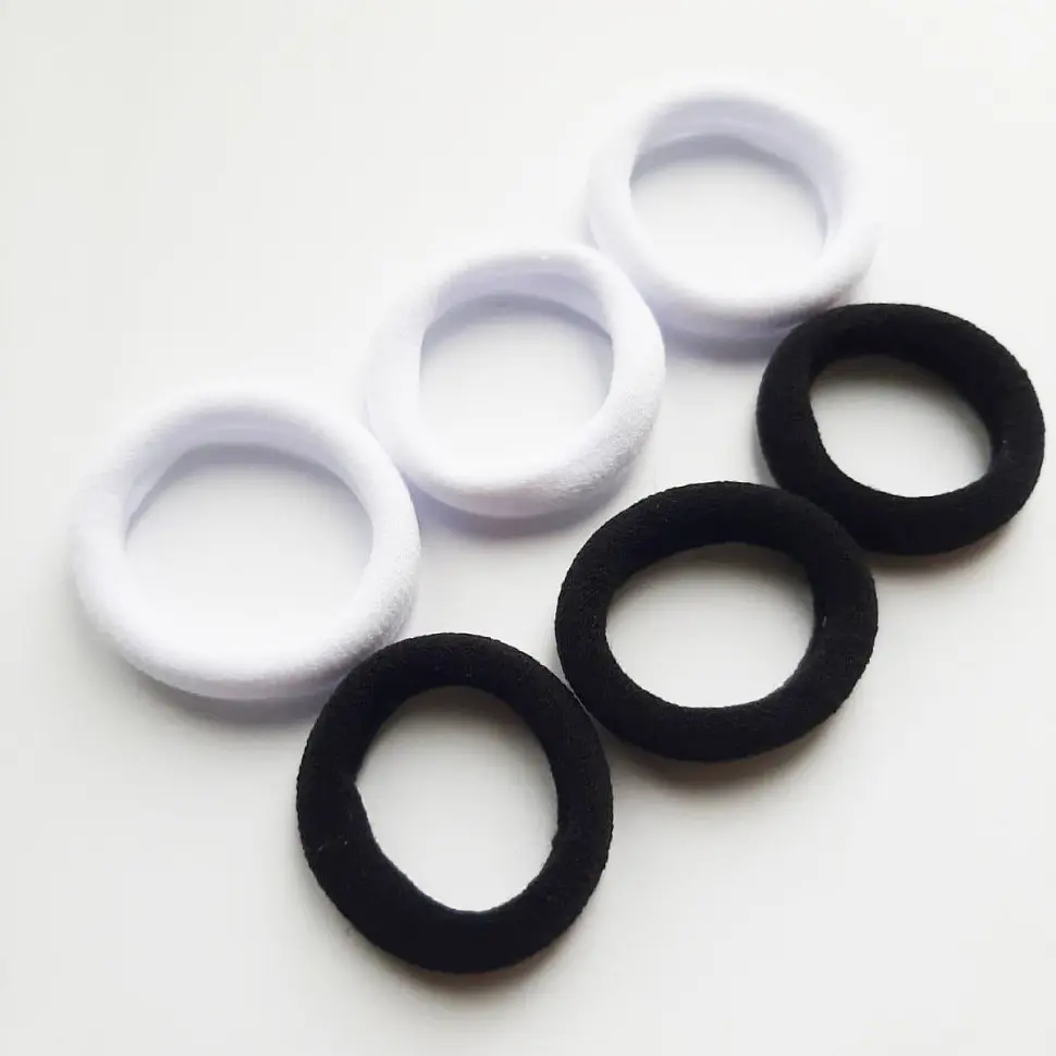 Набір резинок для волосся La-beauty 0108-424, 6 штук, чорний та білий - фото 2