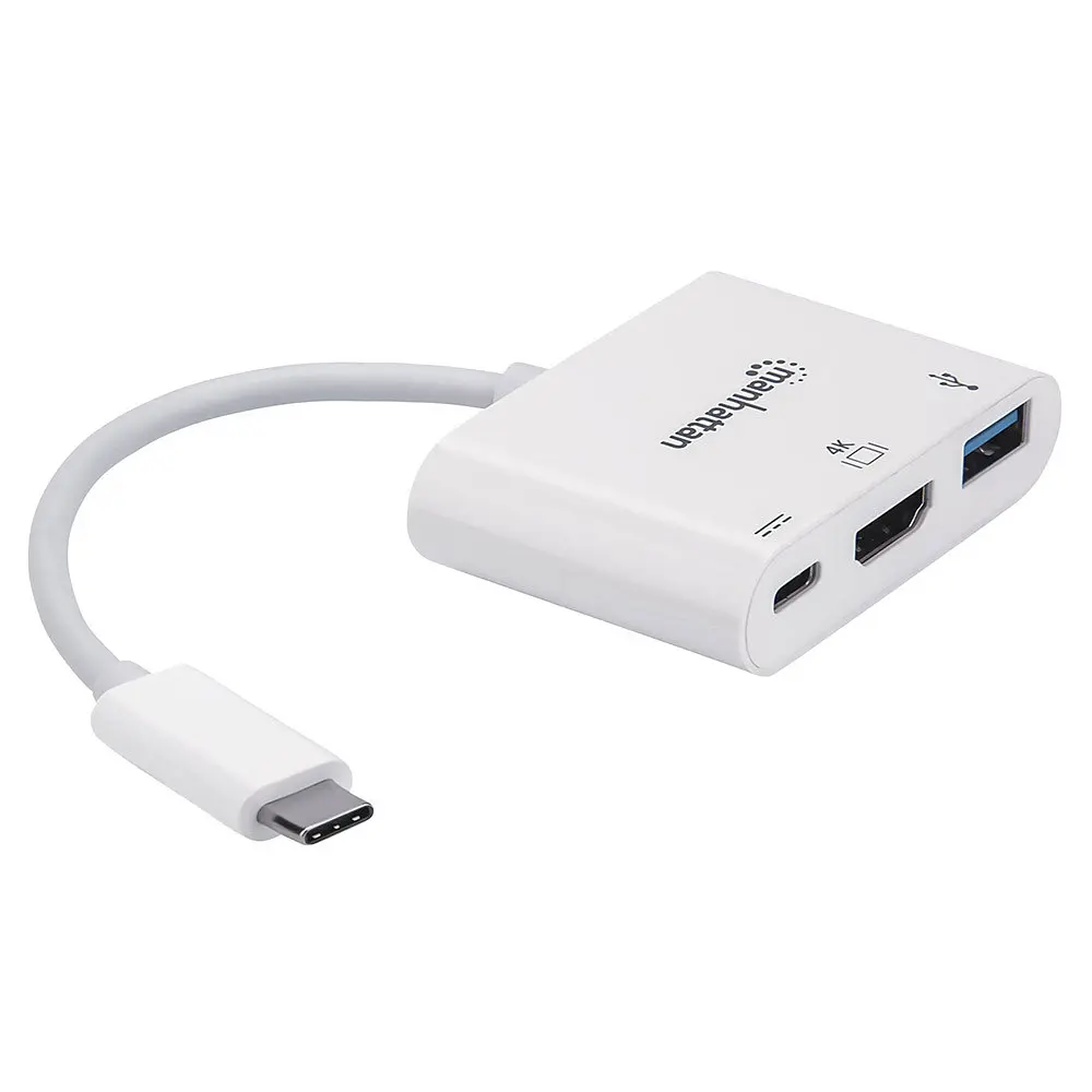 Док-станція USB3.1 Type-C --> HDMI/USB 3.0/PD 60W 4-in-1 Білий Manhattan - фото 2