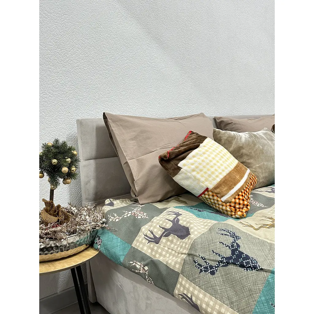 Комплект постільної білизни Ecotton двоспальний 29345-3 Оленi на зеленому (24414) - фото 5