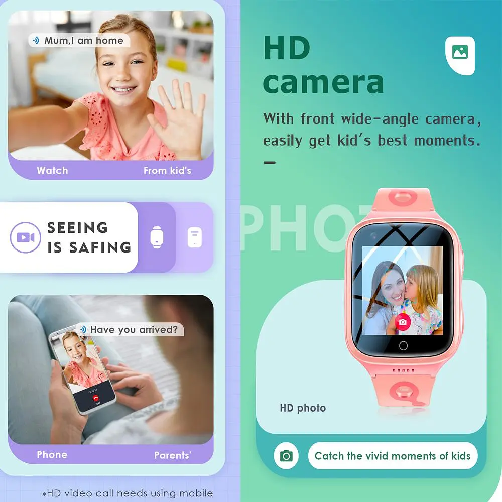 Наручные смарт-часы детские K9 с функцией телефона 4G и GPS / WiFi Pink (16416) - фото 3