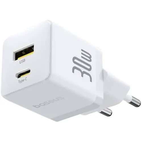Мережевий зарядний пристрій Baseus Palm Fast Charger Type-C+USB 30W P1011160A213-00 White - фото 5