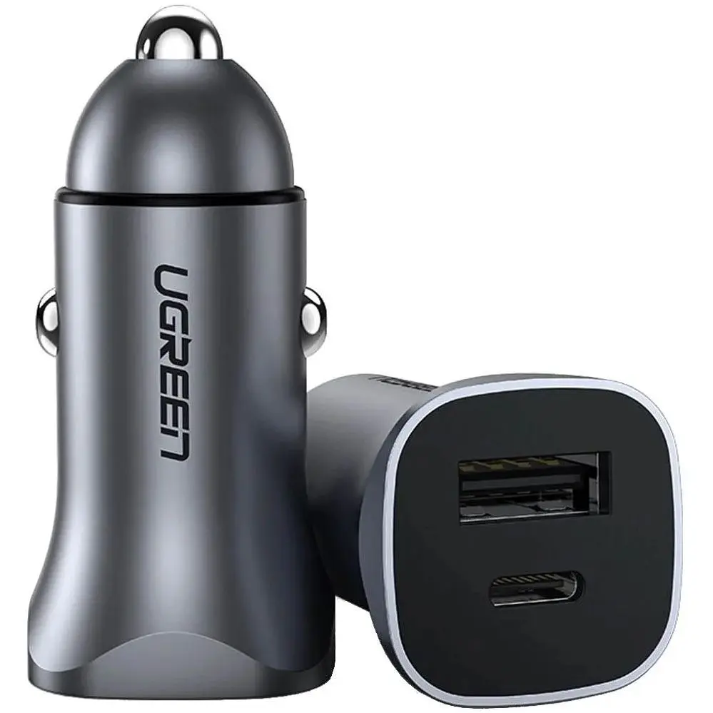 Автозарядка 2xUSB 30W (USB-A + USB-C) QC 4.0 Сіра (EC305) UGREEN (25845) - фото 5