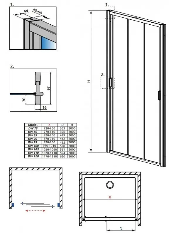 Душові двері Radaway Evo DW 80x200 прозоре скло, хром (335080-01-01) - фото 9