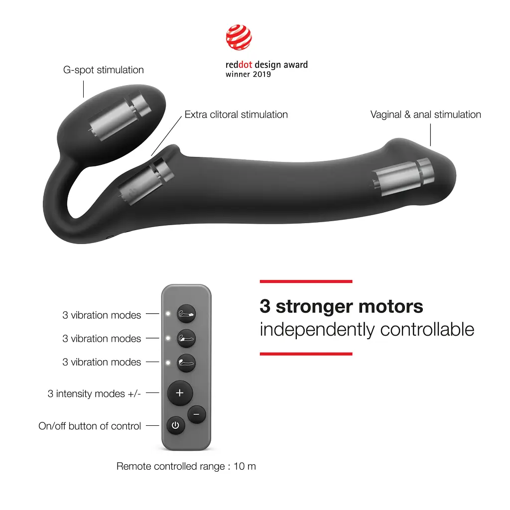 Безремінний страпон Strap-On-Me Vibrating M, 18 см - фото 3