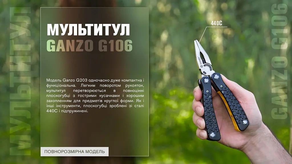 Мультитул Ganzo G106 Black Edition 22 функції - фото 16