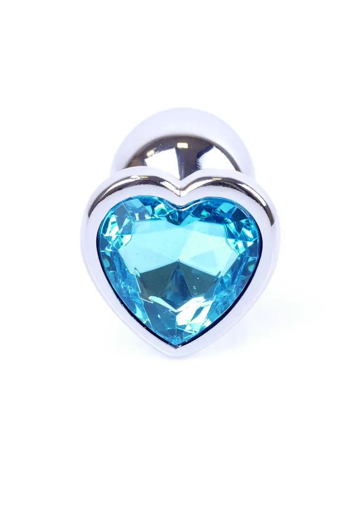 Анальна пробка - Jewellery Silver Heart Plug Light Blue - фото 2