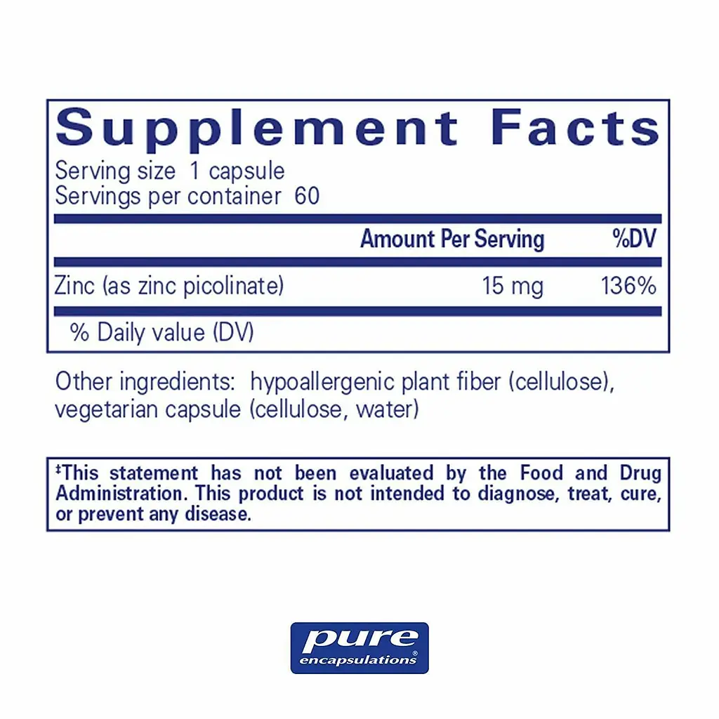 Цинк Pure Encapsulations Zinc 15 мг 60 капсул - фото 2