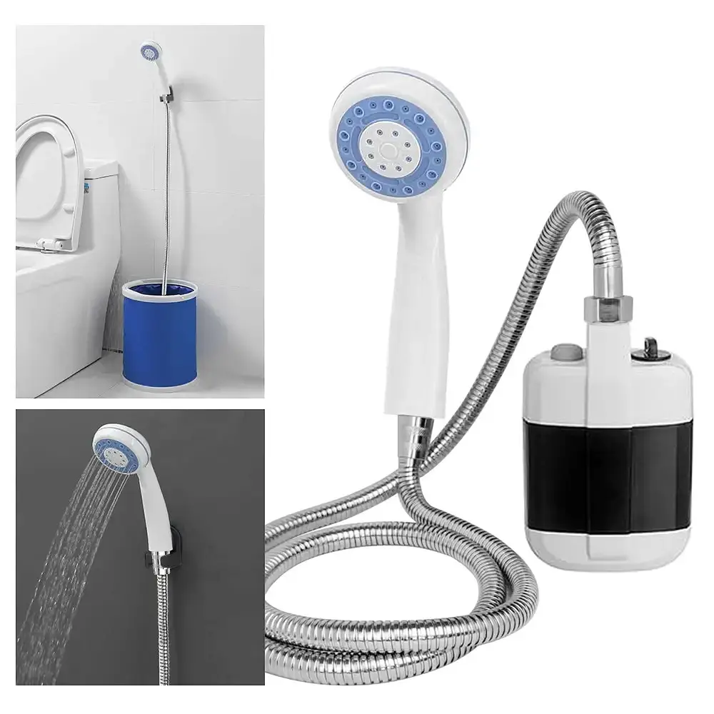 Душ портативний з помпою Travel shower кемпінговий акумуляторний зарядка USB 2200 mAh Білий  - фото 3