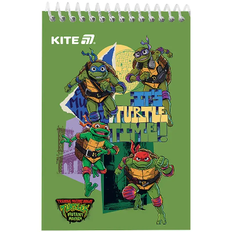 Блокнот Kite Ninja Turtles на спіралі А6, 48 аркушів, нелінований (NT25-196)