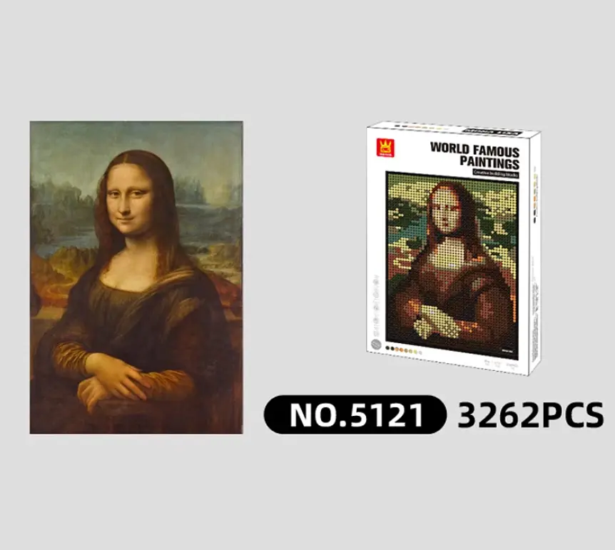 Конструктор искусство архитектура Wange 3D картина Mona Lisa Мона Лиза для детей и взрослых 3Д 3262 детали - фото 2