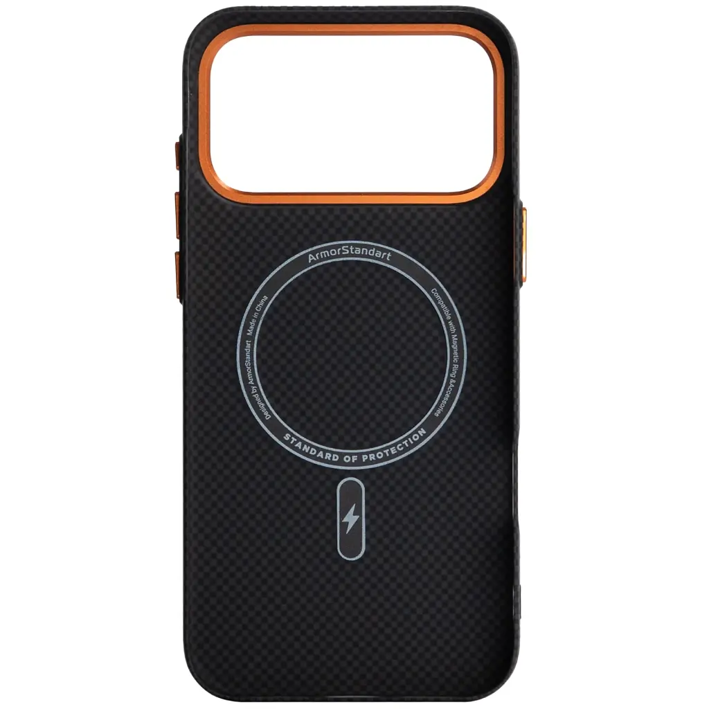 Чохол до мобільного телефона Armorstandart LikeCarbon2 SE MagCase Apple iPhone 17 Pro Max Kevlar Black Orange (ARM89165) - фото 2