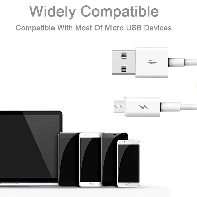 Шнур для зарядки 1м Micro to USB cable Fast charge микро ЮСБ кабель белый провод для зарядки телефона - фото 3