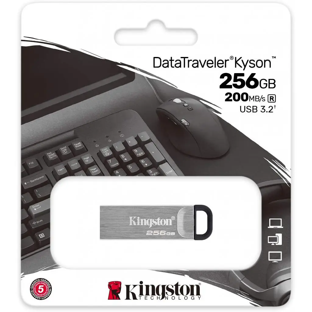 USB флеш накопитель Kingston 256GB DT Kyson Silver/Black USB 3.2 (DTKN/256GB) - фото 4