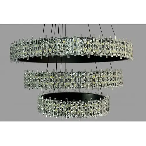 Люстра підвісна Linisoln 1535-50x40x30 BK метал, акрил, круги 50-40-30 см, LED-стрічка, 80 Вт - фото 2