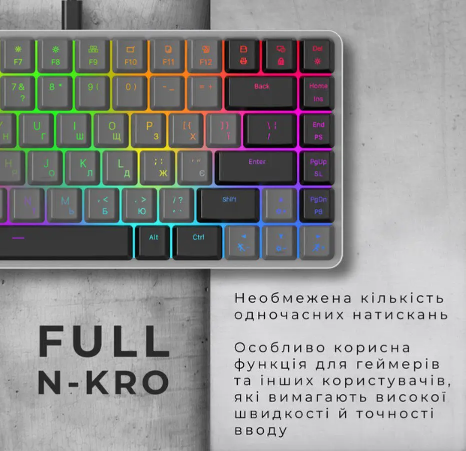 Клавіатура ігрова механічна GamePro GPMK-141R Red Swich Low Profile 75 RGB Dark Gray - фото 7