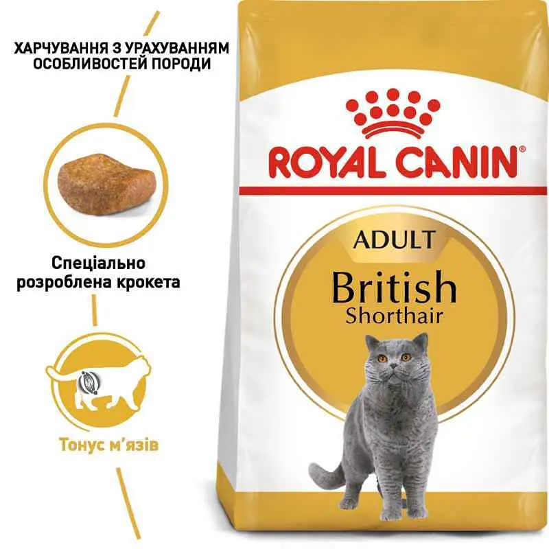 Сухий корм для британських короткошерстих дорослих котів Royal Canin British Shorthair Adult з м'ясом птиці 3.2 кг + 800 г - фото 2