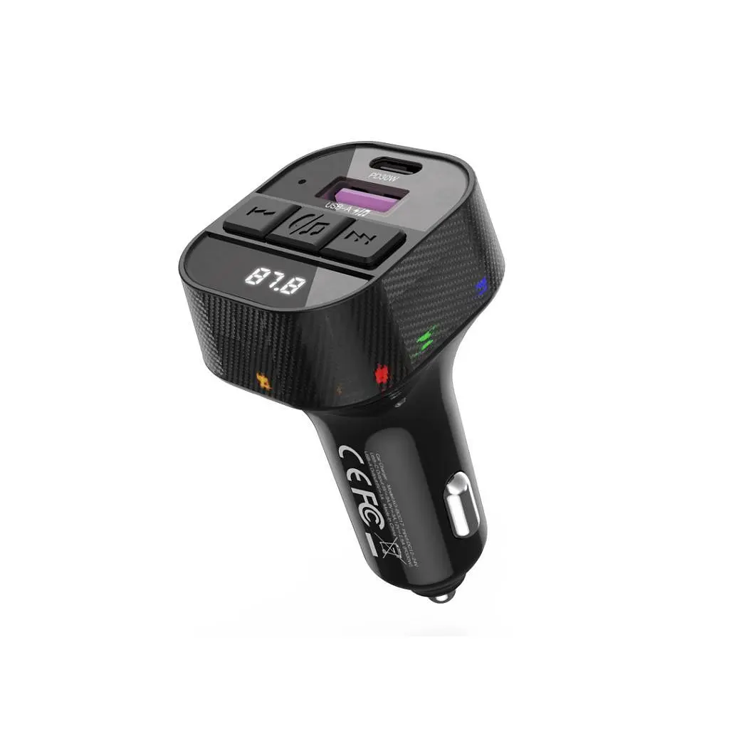 FM модулятор XO BCC17 Car Charger Smart Bluetooth Dual Port PD 30W Чорний (BCC17.black) - фото 2