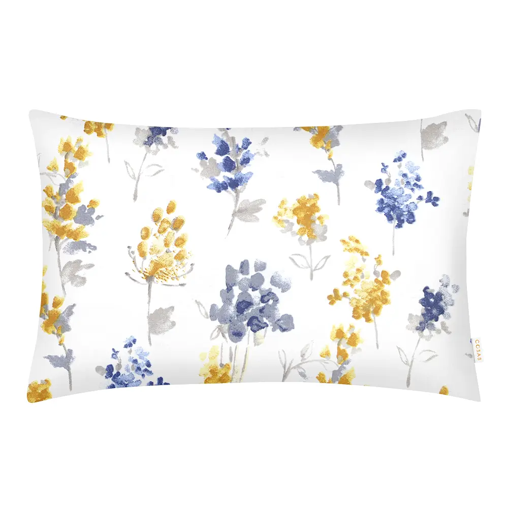 Комплект постельного белья Cosas Watercolor flowers CS2 Семейный желтый (FlowersBlueYellow_Steel56_160x2) - фото 4