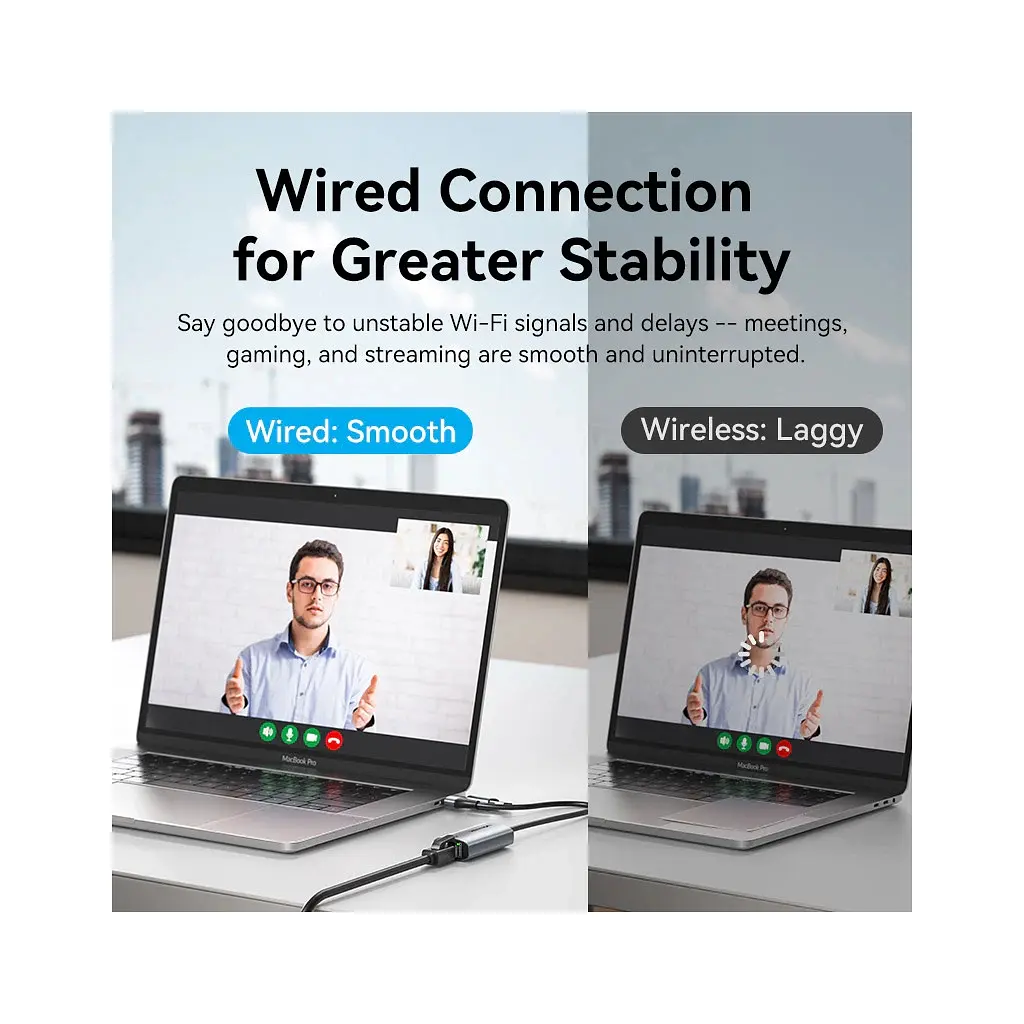 Переходник USB-C + USB A to RJ45 Ethernet 1000Mbps 0.15m aluminum gray Vention (CFQHB) - фото 12