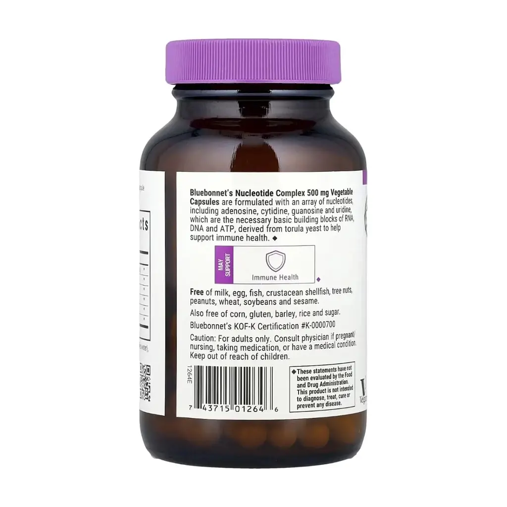 Вітамінно-мінеральний комплекс Bluebonnet Nutrition Комплекс нуклеотидів, РНК/ДНК, Nucleotide Complex, RNA/DNA, 60 веге (BLB-01264) - фото 3