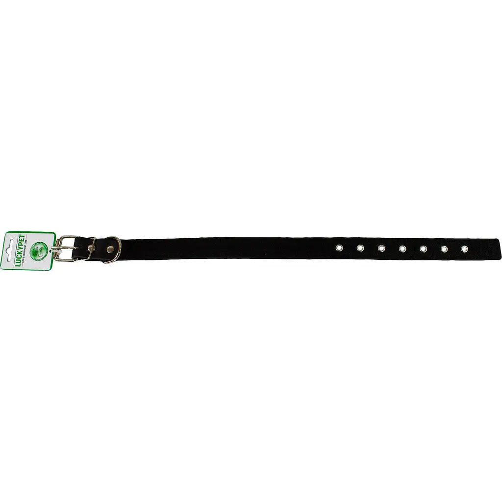 Ошейник брезентовый двойной Lucky Pet, с кожей, 31-40х2,5 см, черный - фото 2