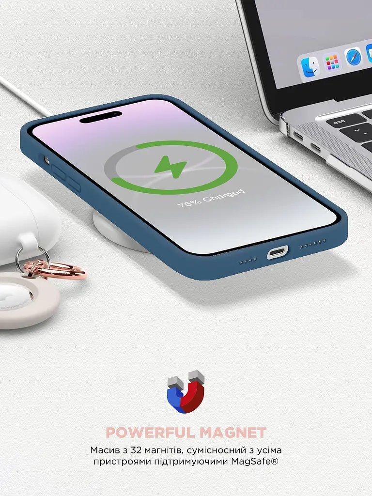 Силиконовый чехол с MagSafe для Apple iPhone 15, ICON2 MagCase, синий, противоударный, панель с мягкой подкладкой, защита всего корпуса, поддержка беспроводной зарядки, совместим с защитными стеклами и пленками, ArmorStandart (ARM72759) - фото 9