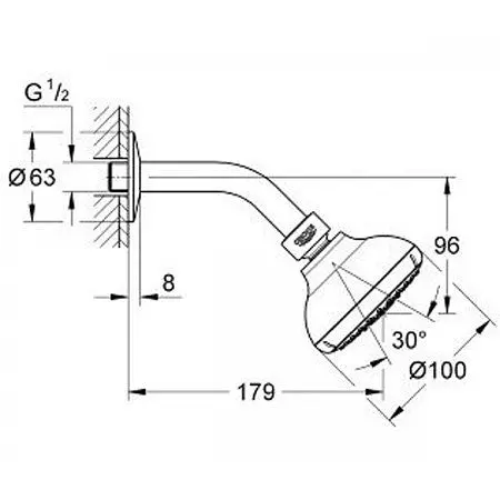 Верхній душ Grohe TEMPESTA 27870000, Хром - фото 2
