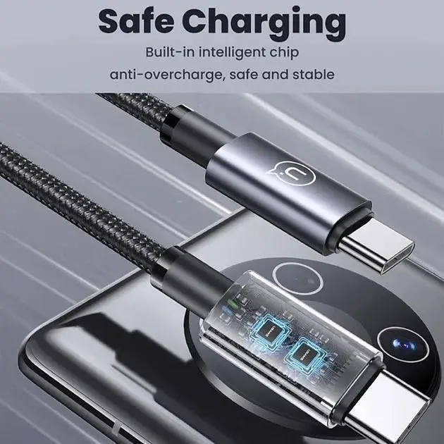 Кабель Usams US-SJ661 USB-C to USB-C 60W 5A 1.2m Tarnish [138985] - фото 4