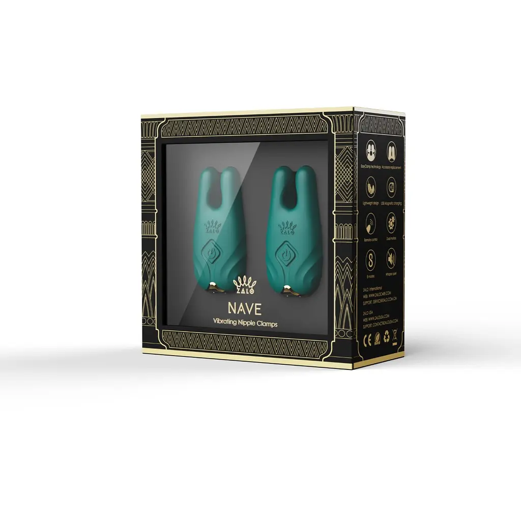 Вібратор для грудей Zalo Nave Obsidian 6.3 см зелений - фото 14