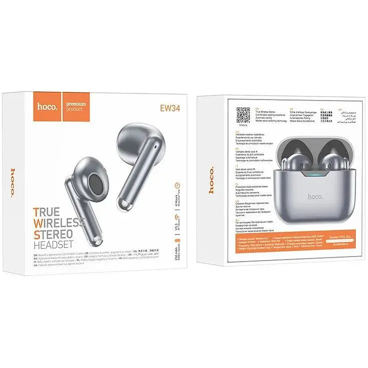 Наушники беспроводные Hoco EW34 tws серые Metal Gray (6931474791047) - фото 3