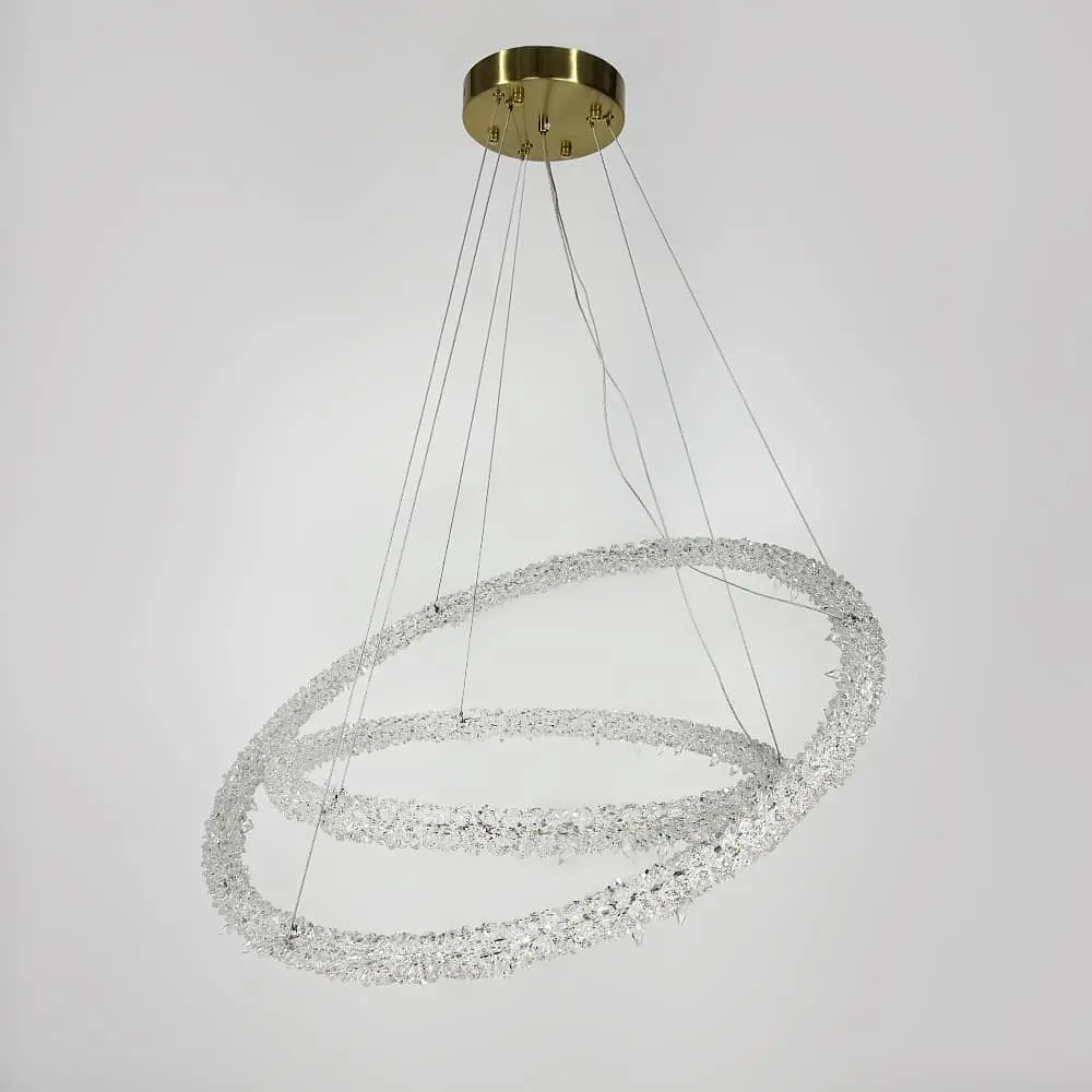 Невероятная хрустальная подвесная латунная люстра Ø 80+60 см | Ст. MD9105R-800+600 AB | Line F - фото 7