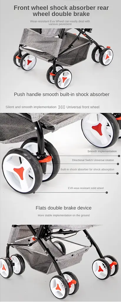 Складний візочок для домашніх тварин Pet Stroller with Storage Basket Red - фото 7