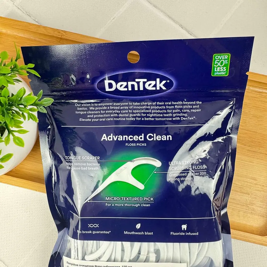 Флос-зубочистки DenTek Advanced Clean потрійне очищення 150 шт - фото 2