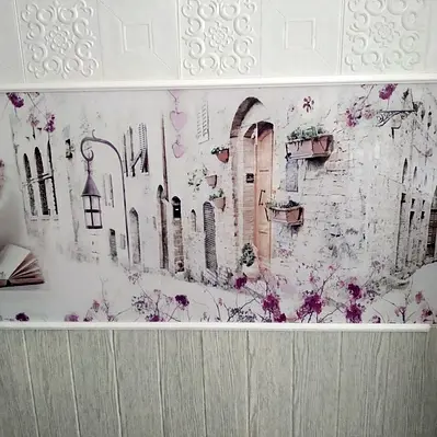 Кухонний фартух Весняний Прованс вінілова наклейка ПВХ вулиці бузок Фіолетовий 60х200 см Happy Pocket Z180619 - фото 5