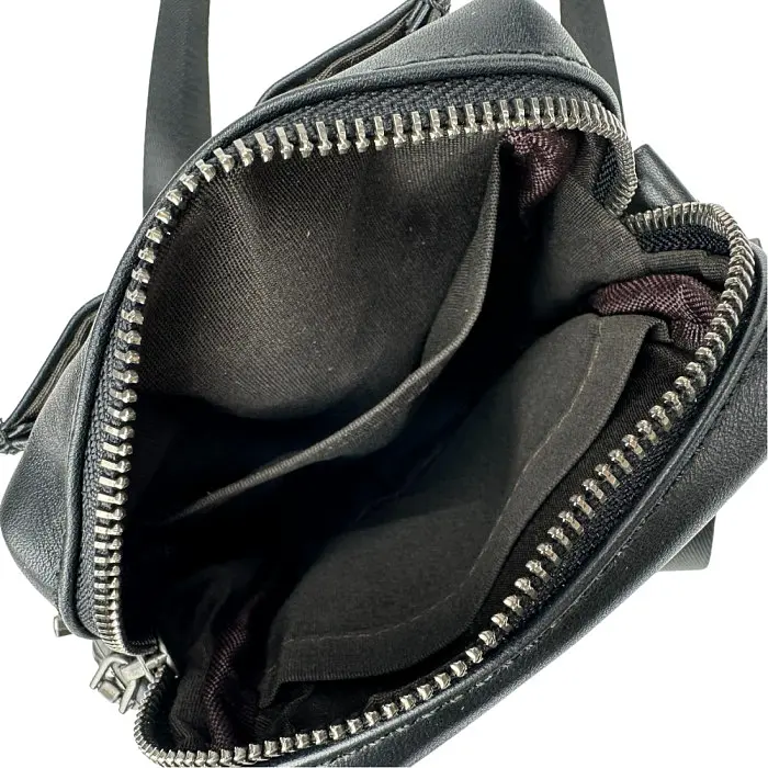 Чоловіча маленька шкіряна сумочка TIDING BAG 1633A чорна - фото 5