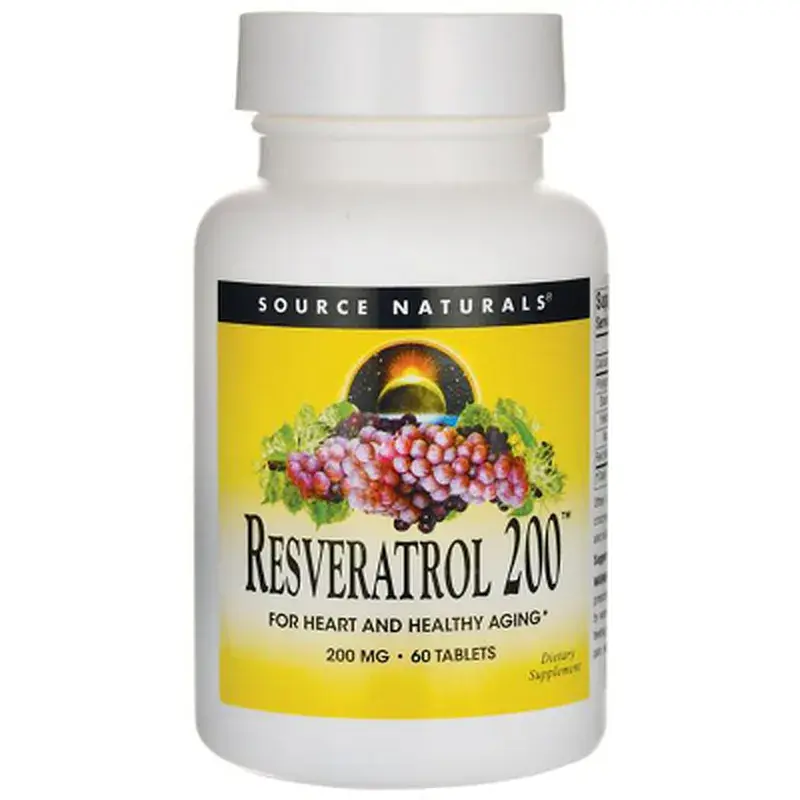 Антиоксидант Source Naturals Ресвератрол, Resveratrol, 200 мг, 60 таблеток (SN2293)