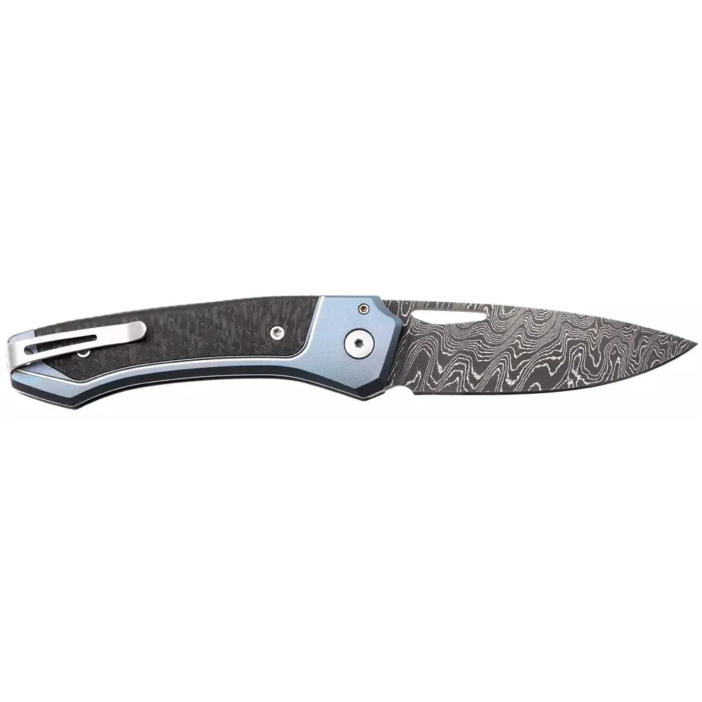 Ніж Lionsteel Twain Damascus Titanium Carbon Fiber Blue - фото 2