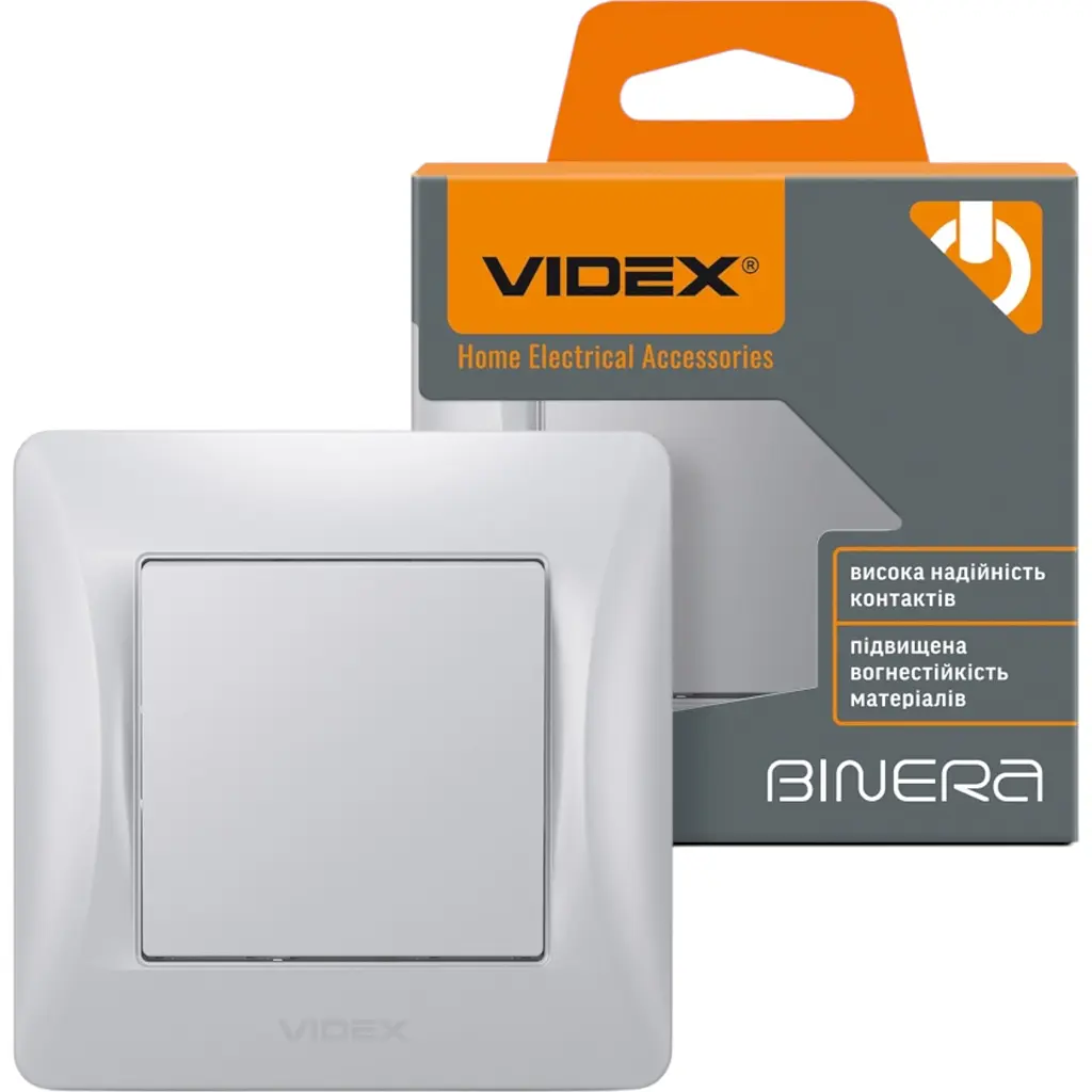 Вимикач одноклавішний Videx Binera срібний шовк 1 шт. - фото 4