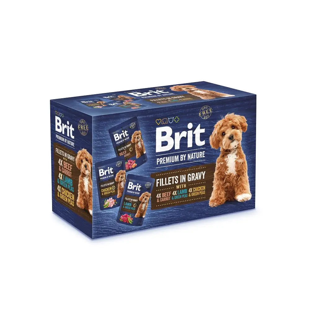 Вологий корм Brit Premium Fillets in Gravy Multipack для собак малих порід філе у соусі Мультипак 12 шт х 85 г