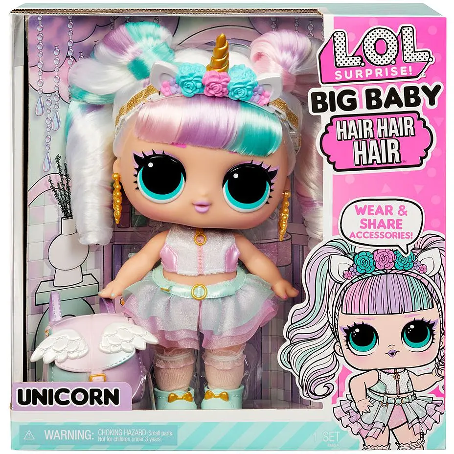 Ігровий набір з мегалялькою L.O.L. Surprise Big Baby Hair Hair Hair Єдиноріг (579717) - фото 10